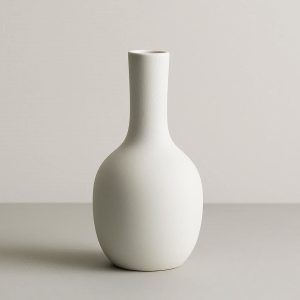 1 Minimalist White Ceramic Vase for Modern Home Decor and Flower Arrangements