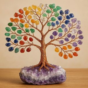 23 Crystal Gemstone Tree of Life Decoration for Positive Energy Good Luck