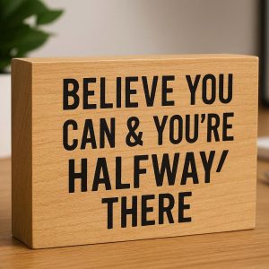 28 Inspirational Wooden Block Quote Sign Motivational Office Desk Accessory