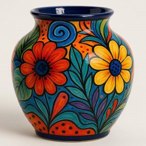 5 Colorful Glazed Ceramic Vase with Hand Painted Design for Artistic Decor